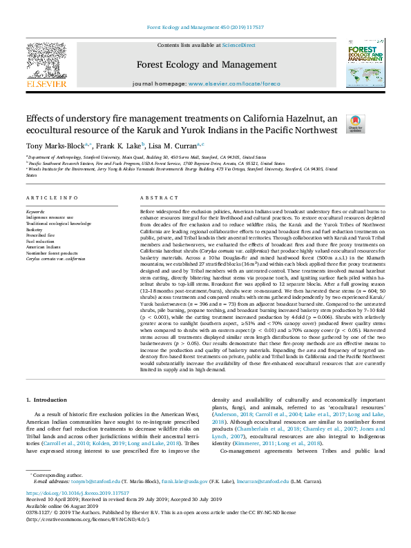 Effects of understory fire management treatments on California Hazelnut, an ecocultural resource of the Karuk and Yurok Indians in the Pacific Northwest.pdf