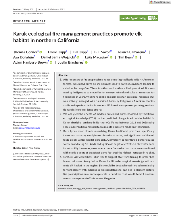 2022 - Connor - Karuk ecological fire management practices promote elk habitat in northern.pdf
