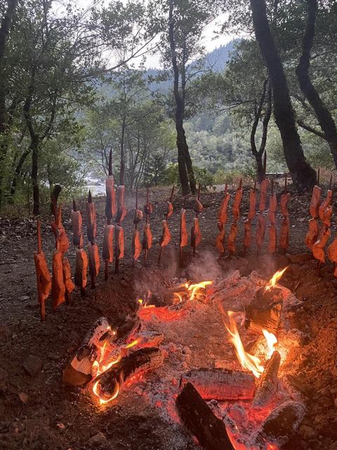 Cooking Salmon on Sticks at Katimîin Pikyavish / World Renewal