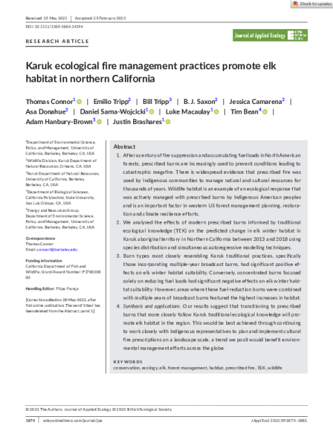 2022 - Connor - Karuk ecological fire management practices promote elk habitat in northern.pdf